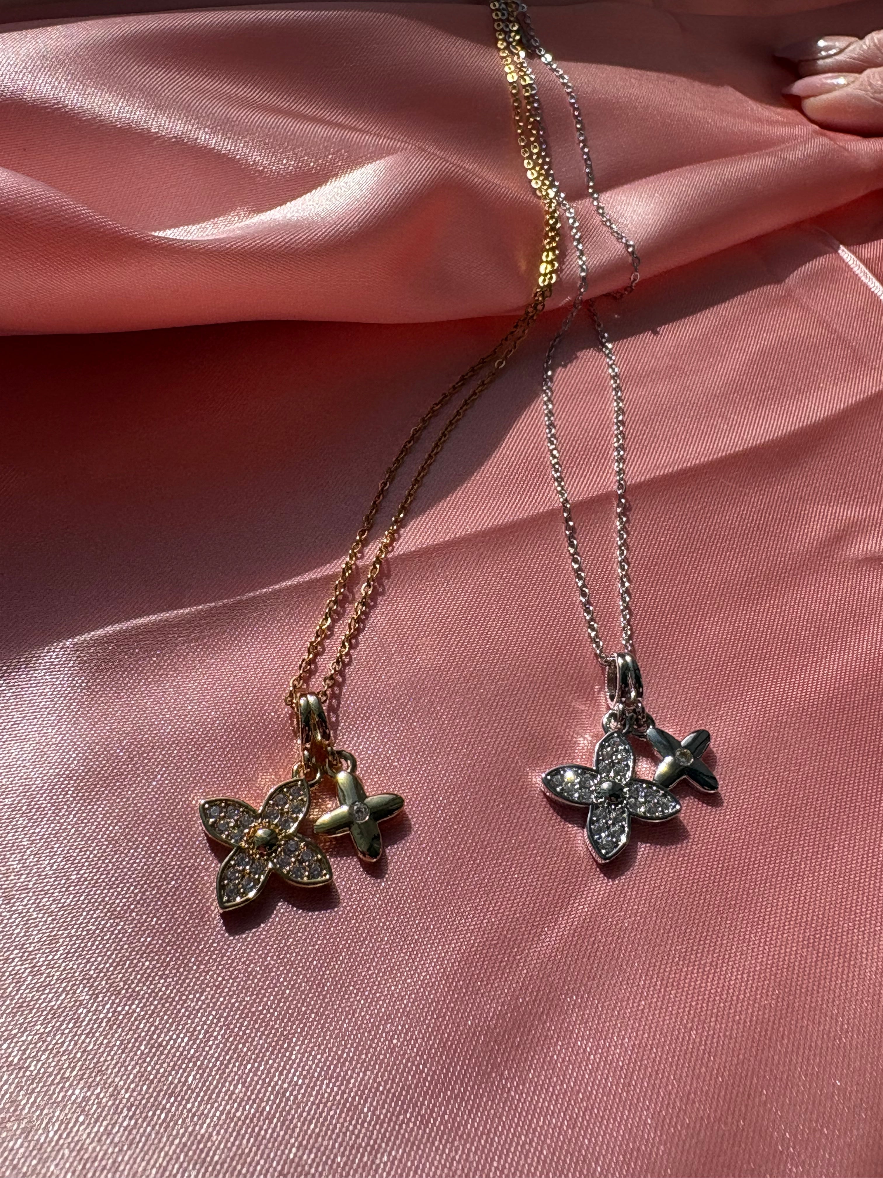 LV Inspired necklace stainless steel / 16”-18” silver & gold