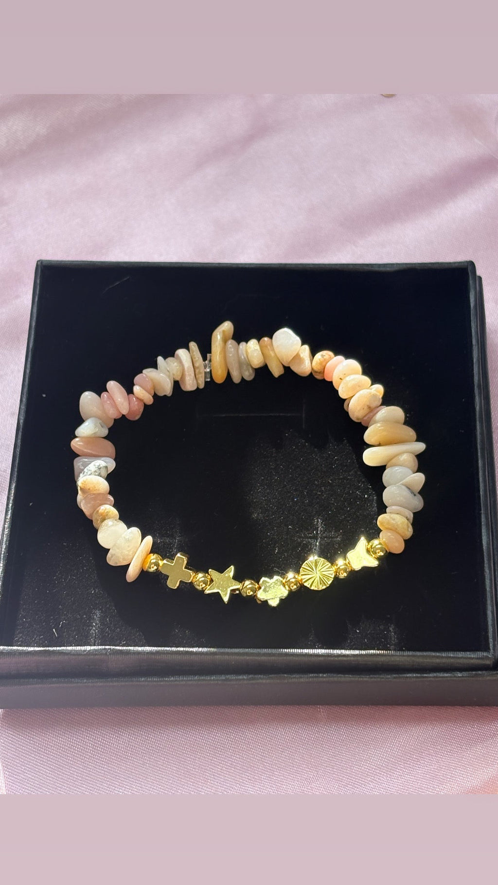 Pink opal crystal chip bracelet / anxiety / emotional healing properties/ crystal jewellery