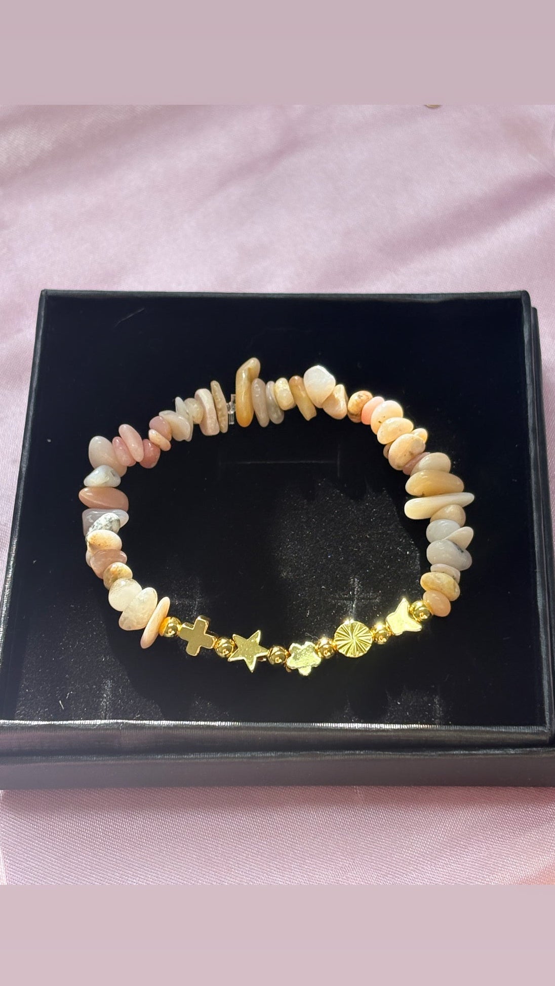 Pink opal crystal chip bracelet / anxiety / emotional healing properties/ crystal jewellery