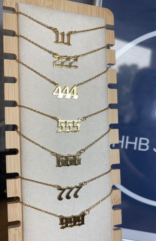 Angel number necklaces / stainless steel / water resistant / tarnish resistant  111, 222, 333, 444, 555, 666, 777, 888 , 999