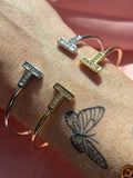 Tiff inspired open cuff bangle / stainless steel 18k gold plated