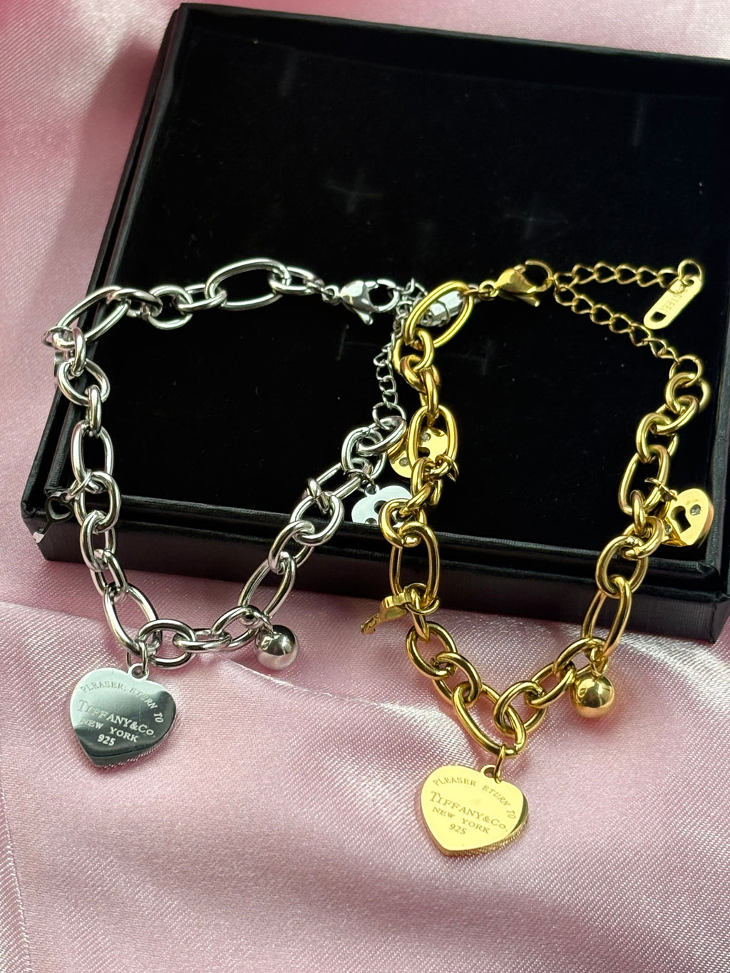 Tiffany dupe lock & key charm bracelet 18k gold plated / stainless steel
