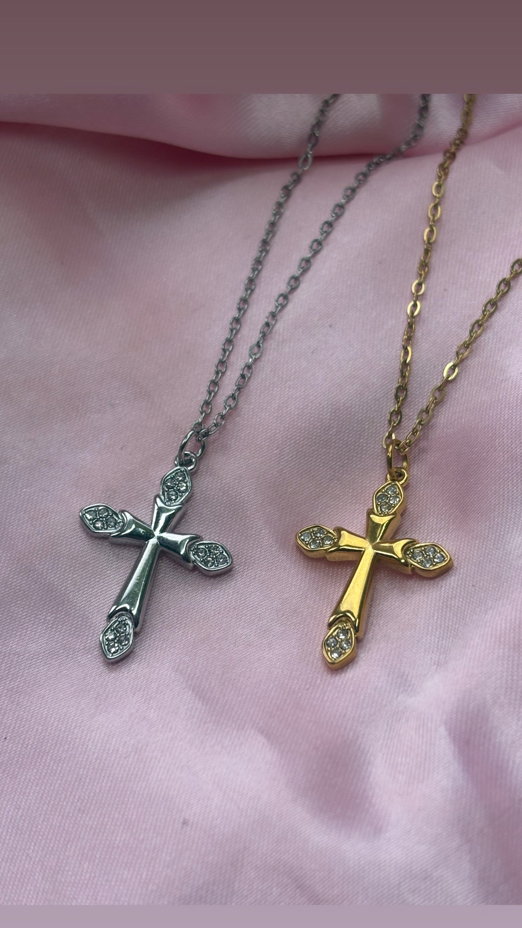Cross pendant necklace Waterproof 24Kt PVD Gold Plated Stainless Steel