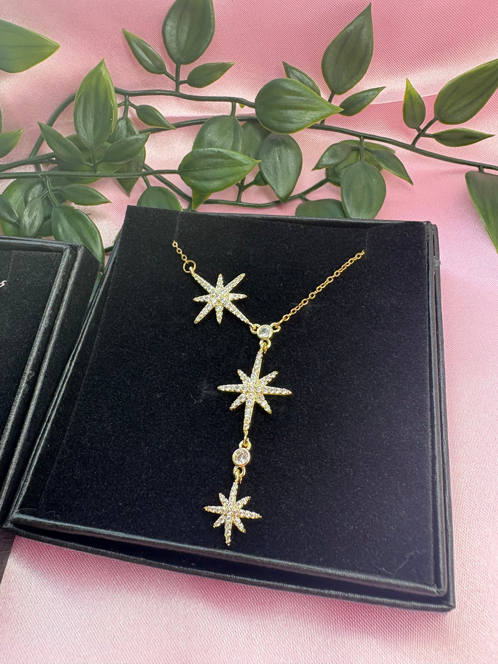Christina star drop necklace / gold & silver stainless steel 17/19” stainless steel / water resistant / tarnish resistant