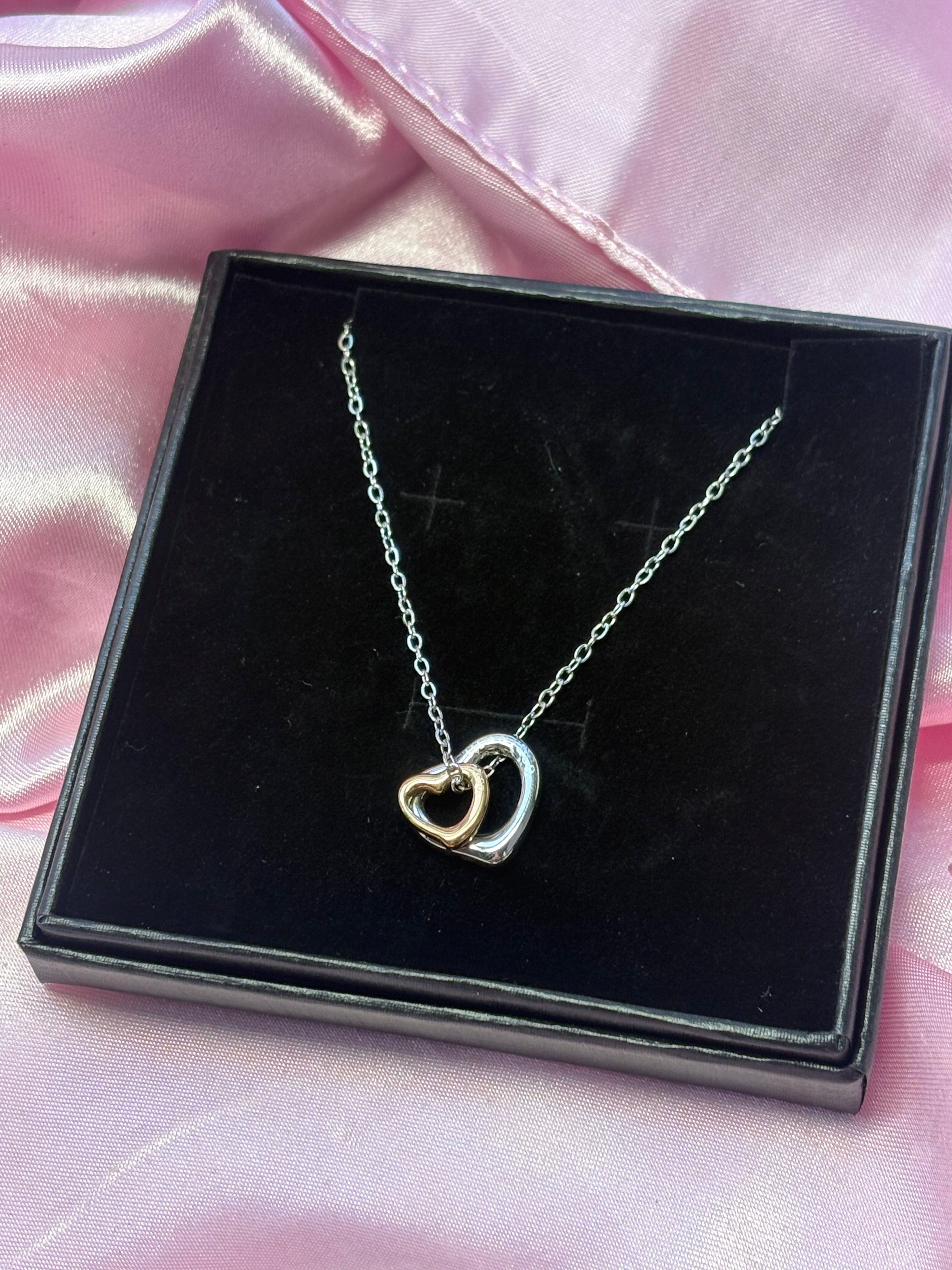 Tiff inspired mix metal heart necklace / 16”-18” stainless steel / water resistant tarnish resistant