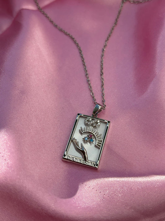 The magician tarot pendant necklace silver / stainless steel / tarnish resistant/ water resistant