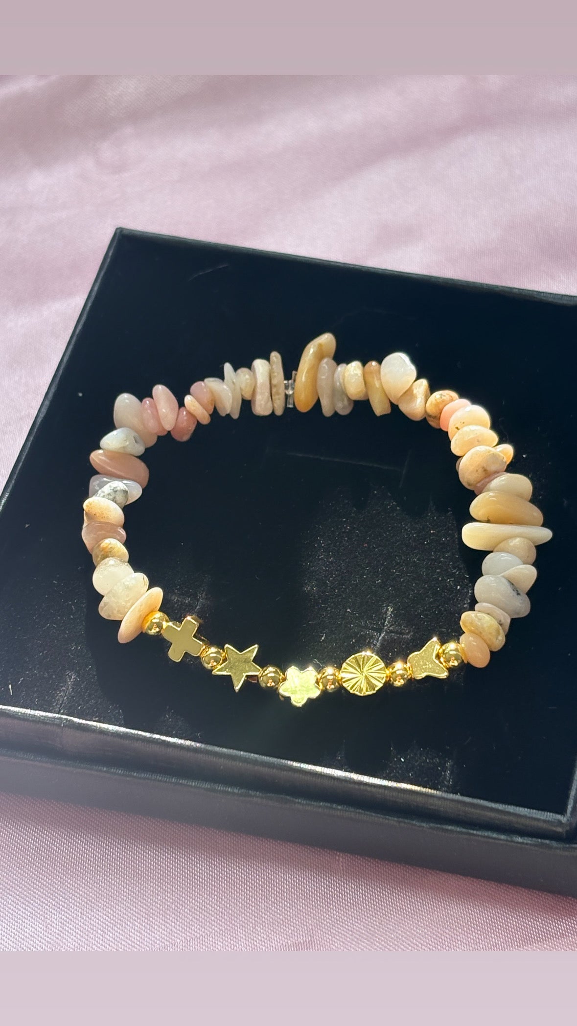Pink opal crystal chip bracelet / anxiety / emotional healing properties/ crystal jewellery