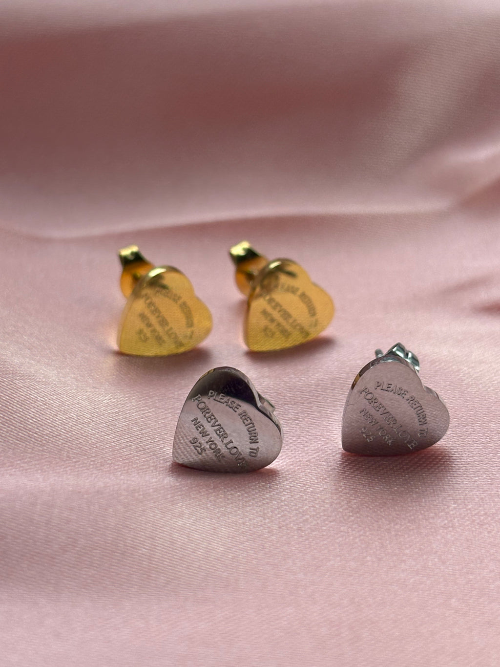 Inspired heart studs / gold & silver stainless steel