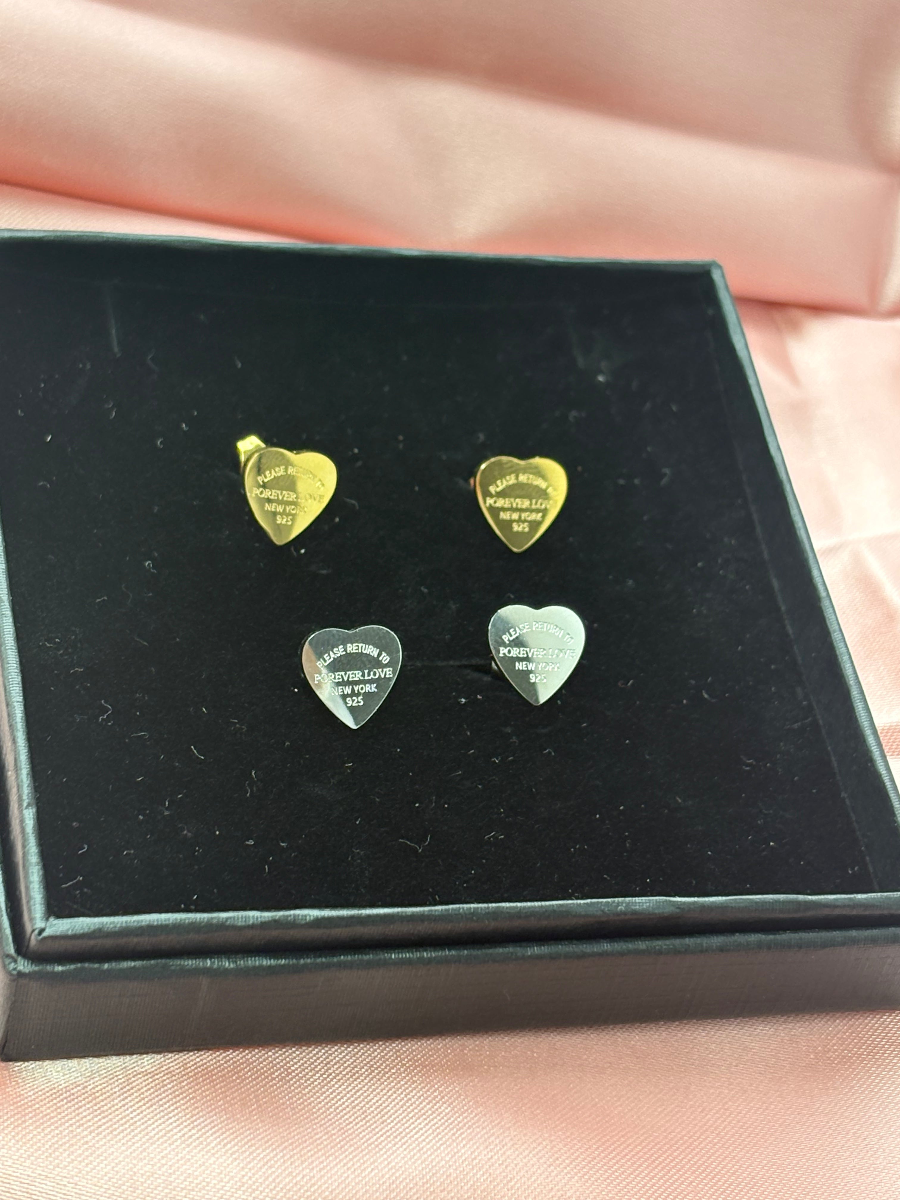Inspired heart studs / gold & silver stainless steel